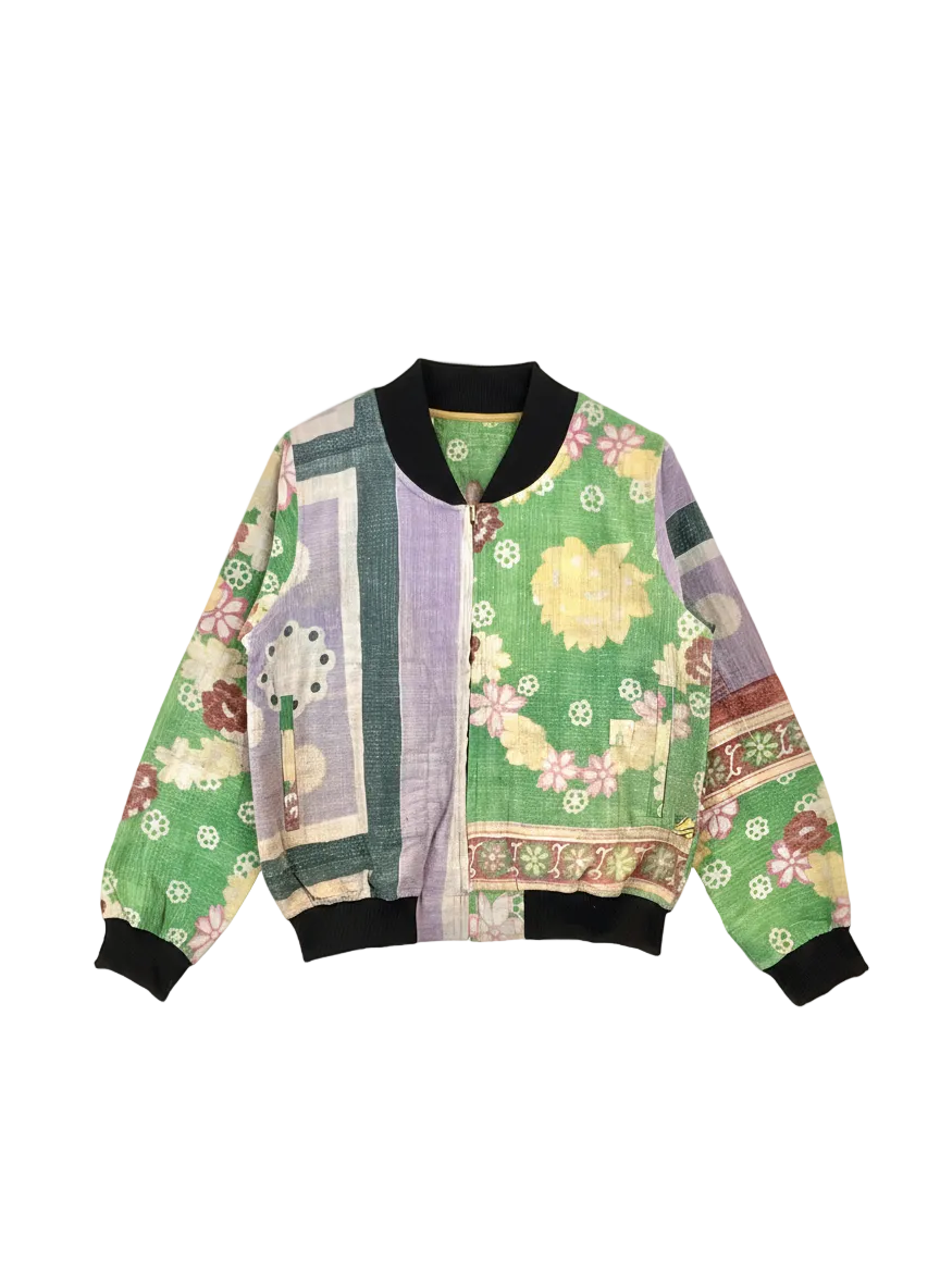 Sophia Reversible Kantha Bomber - New Leaf - M