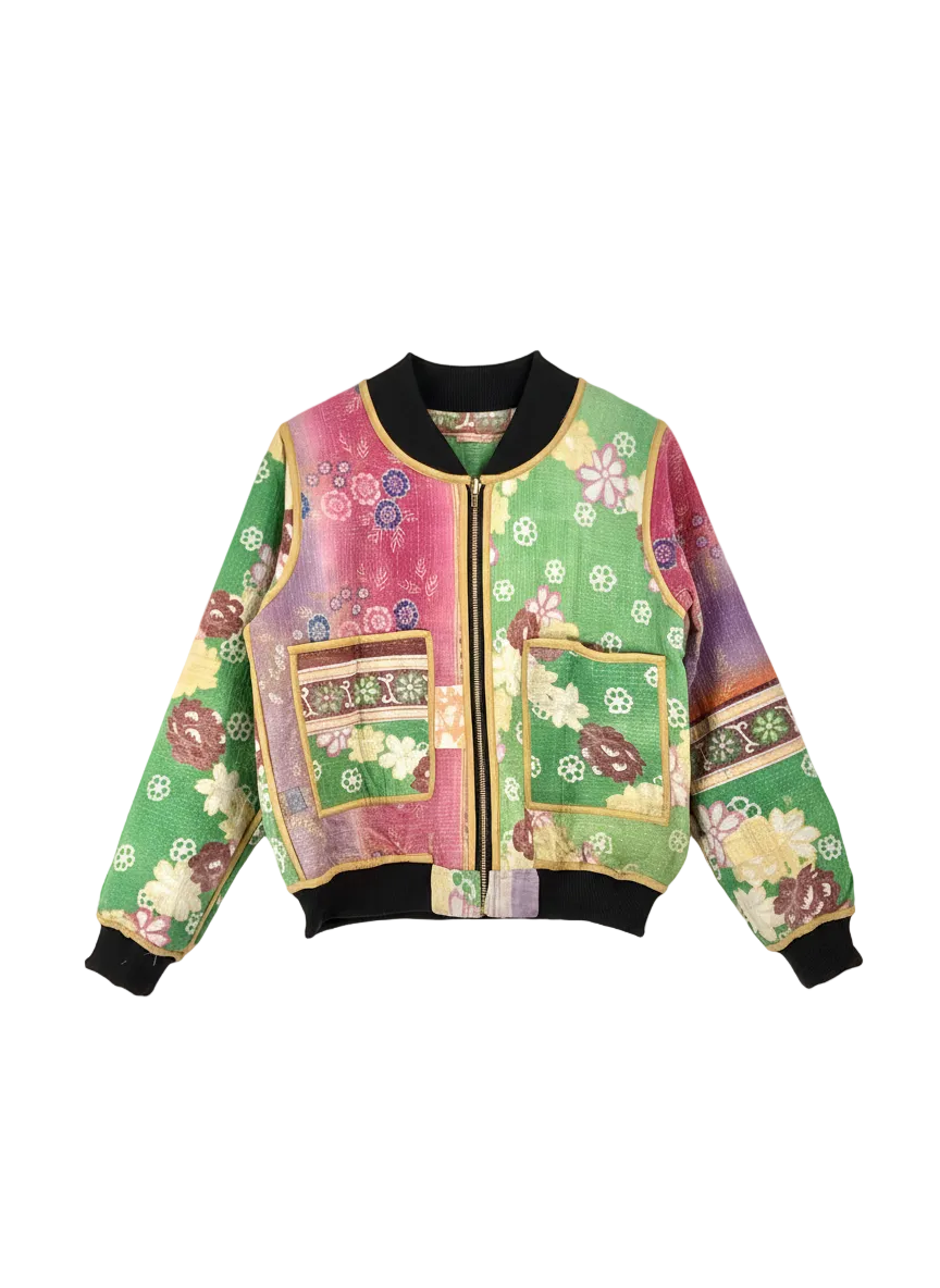 Sophia Reversible Kantha Bomber - New Leaf - M