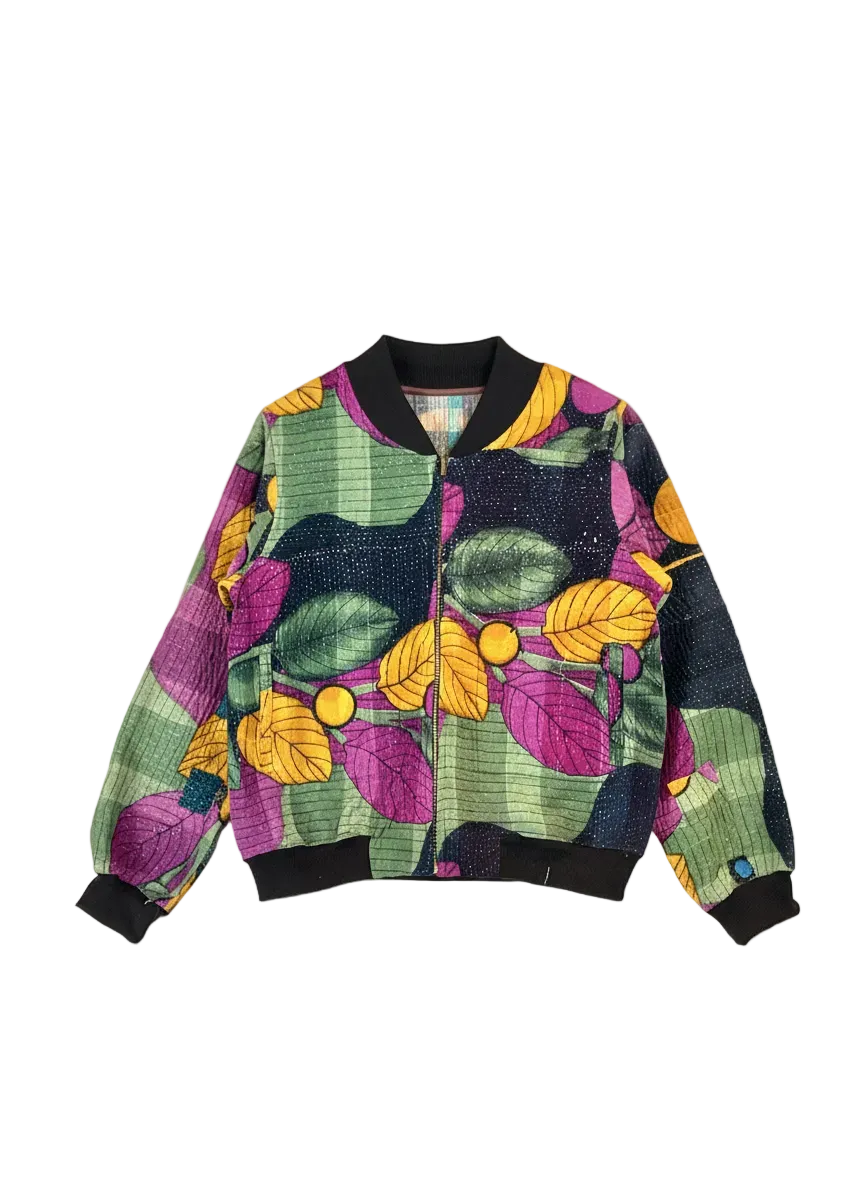 Sophia Reversible Kantha Bomber - November Woodland - M