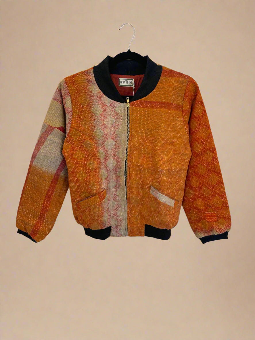 Nadia Bomber Jacket  | Vintage Kantha - Sunset Hues (M)