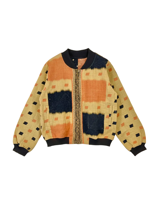 Sophia Reversible Kantha Bomber - Saffron Floral - XL