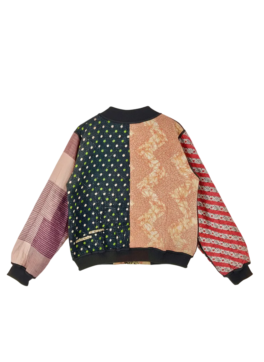 Sophia Reversible Kantha Bomber - Saffron Floral - XL