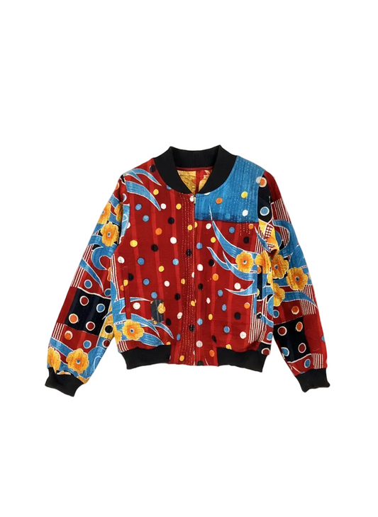 Sophia Reversible Kantha Bomber - Twilight Harvest - S