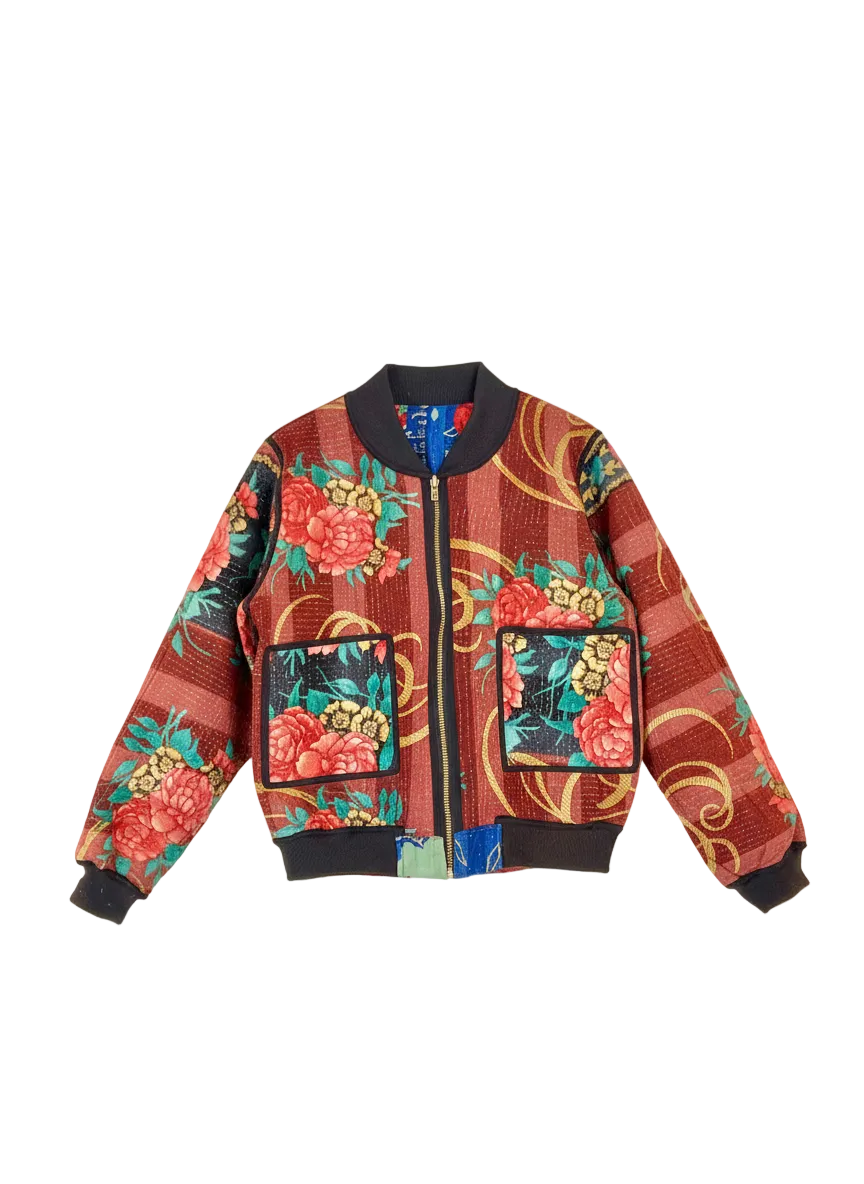 Sophia Reversible Kantha Bomber - Twilight Harvest - XL