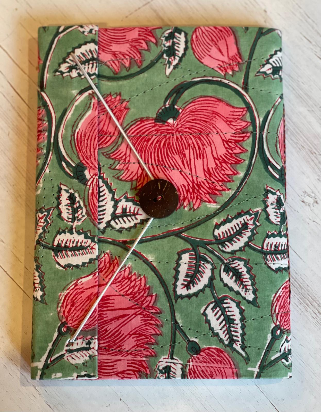 Green & Pink Floral Block Print Journal/Notebook