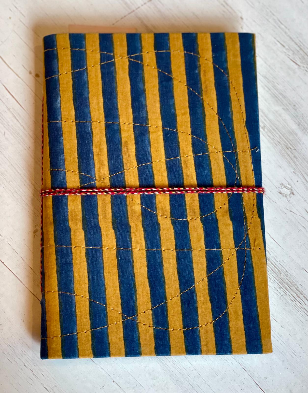 Blue & Yellow Stripe Block Print Journal/Notebook