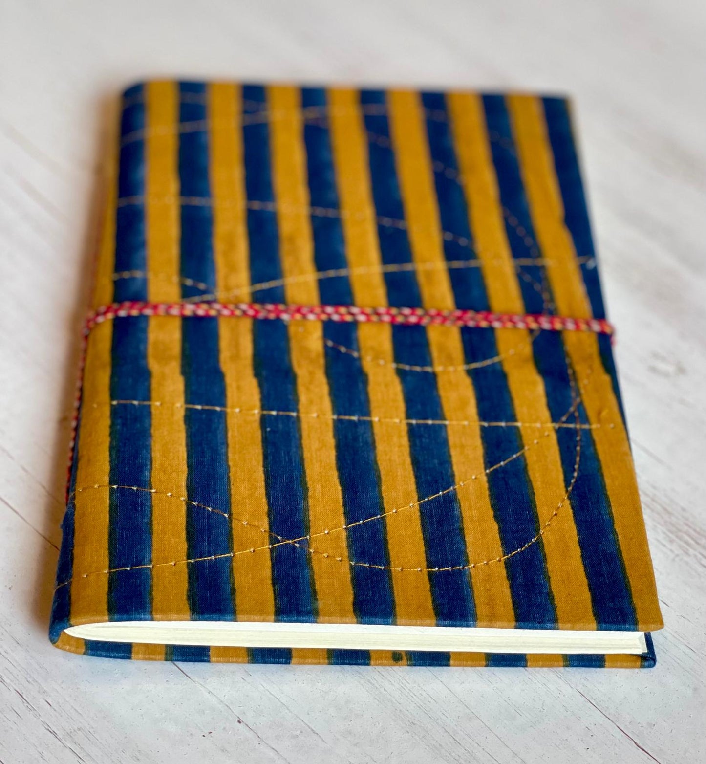 Blue & Yellow Stripe Block Print Journal/Notebook