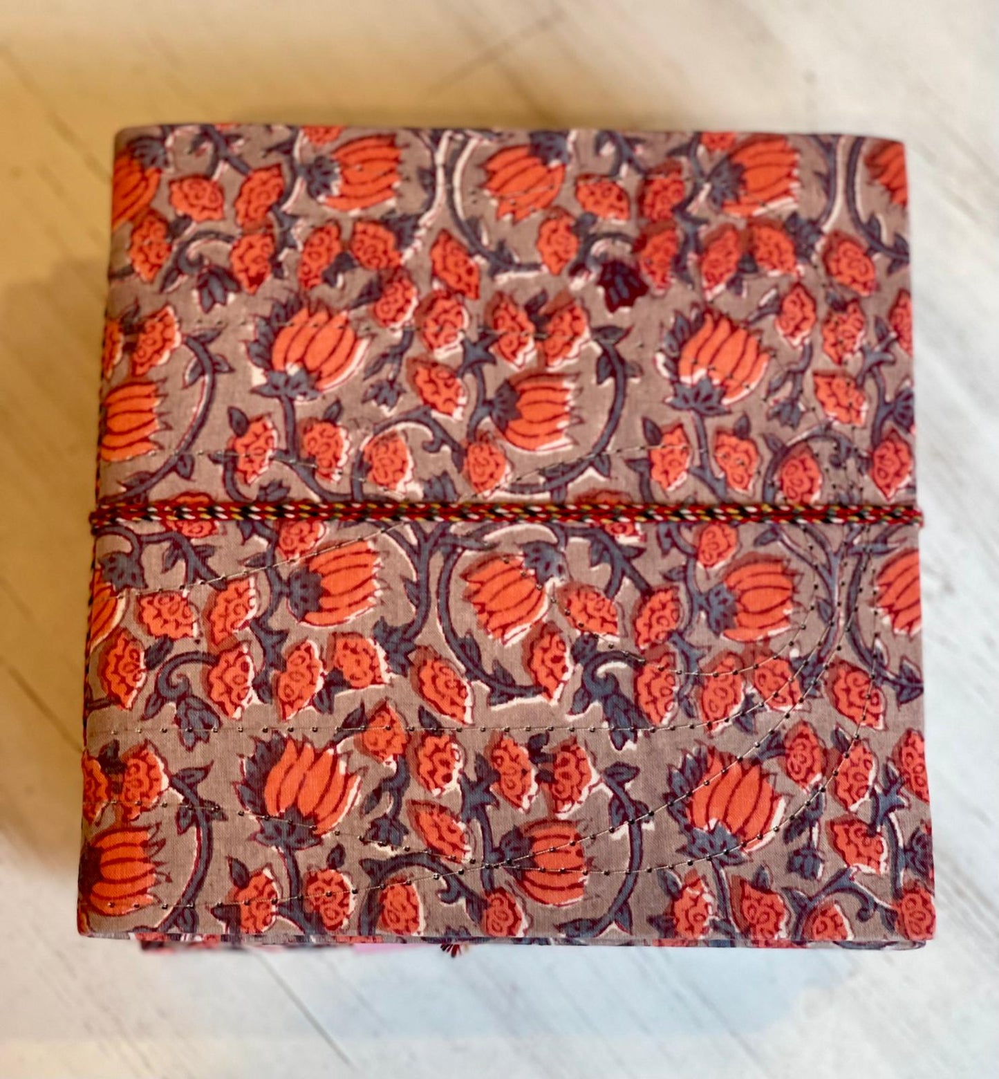 Orange Floral Print Block Print Journal/Notebook