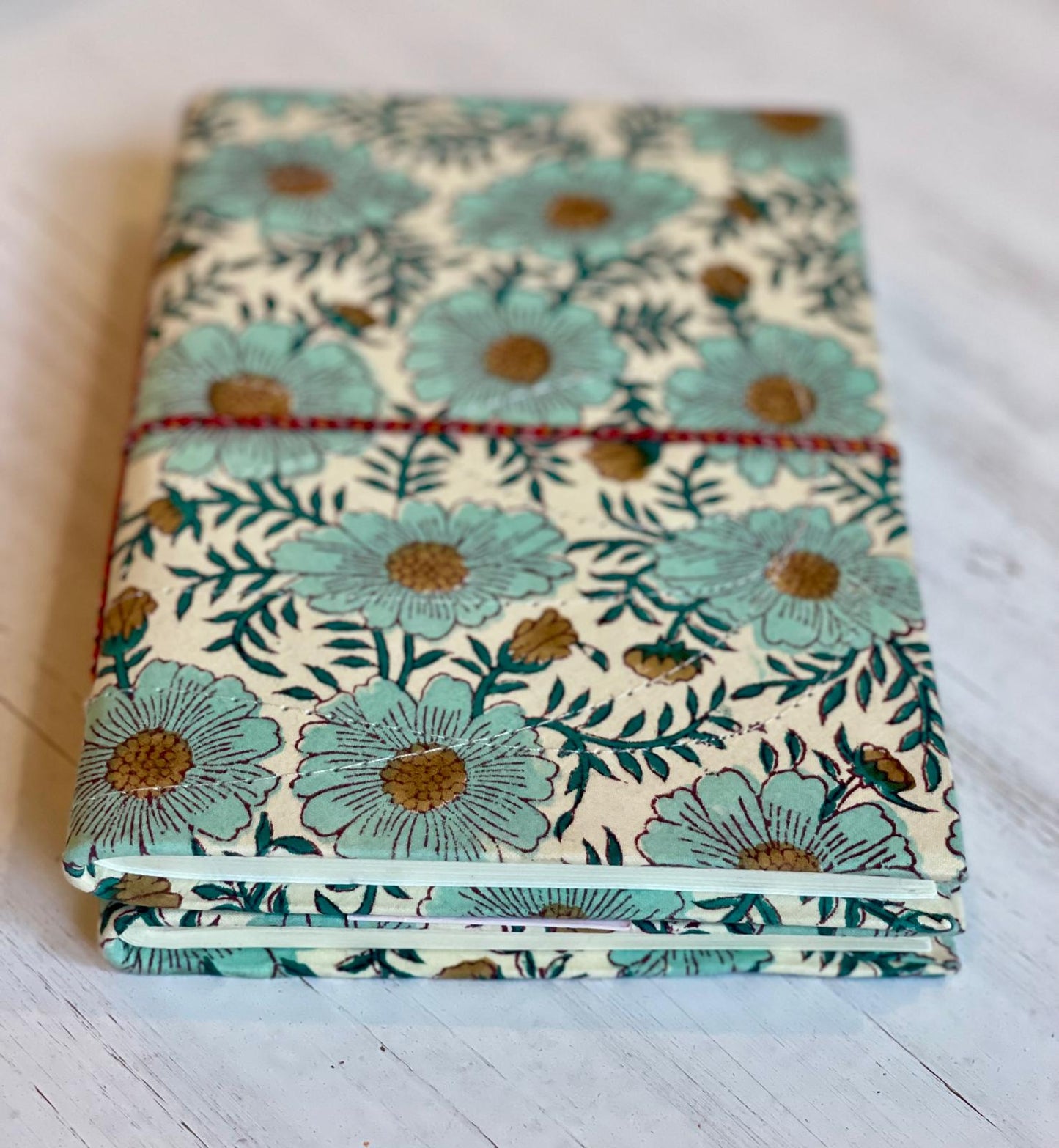 Blue & White Daisy Block Print Journal/Notebook