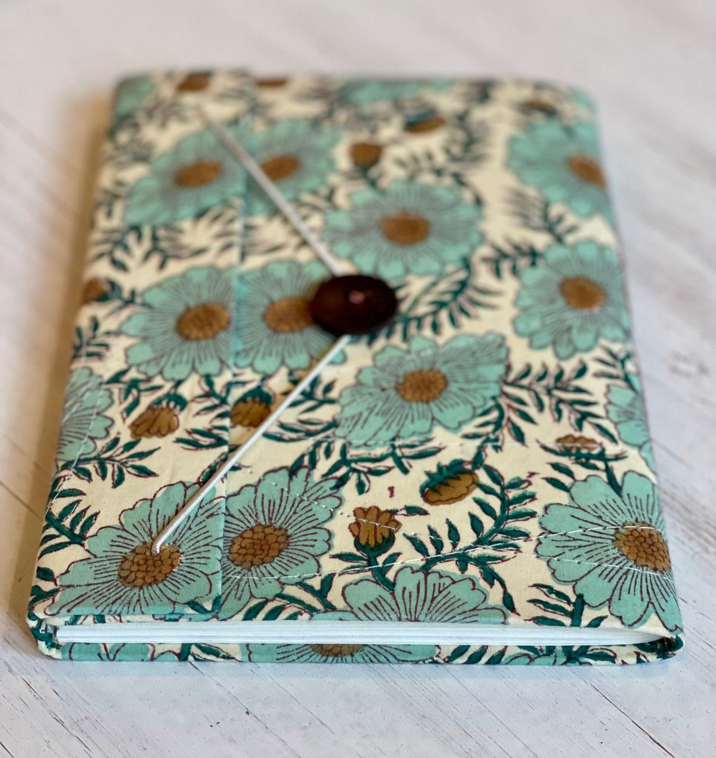 Blue & White Daisy Block Print Journal/Notebook