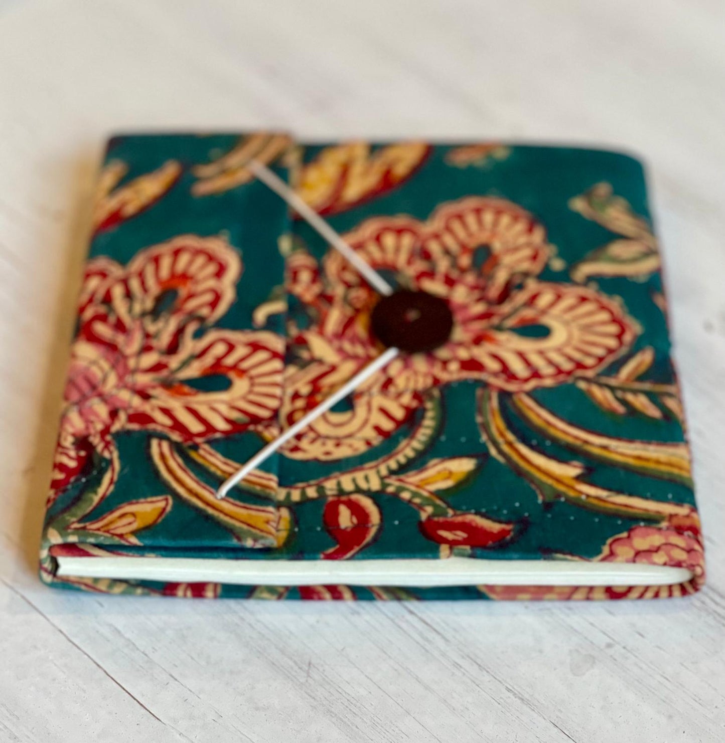 Teal Floral Print Block Print Journal/Notebook