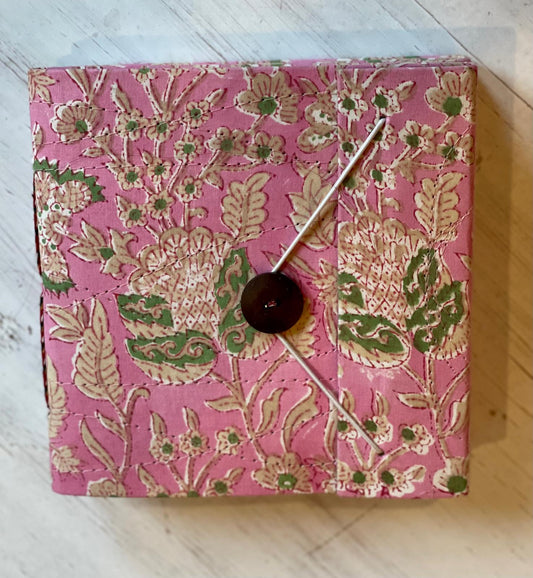 Pink Floral Print Block Print Journal/Notebook