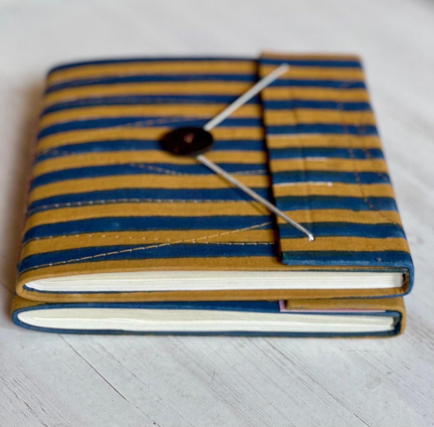 Blue & Yellow Stripe Block Print Journal/Notebook