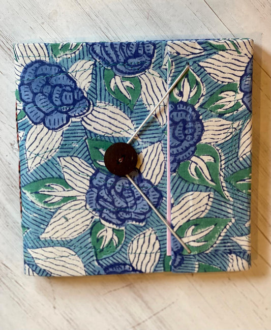 Blue Large Floral Block Print Journal/Notebook