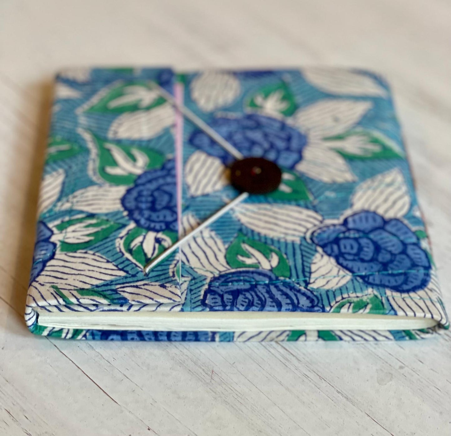 Blue Large Floral Block Print Journal/Notebook