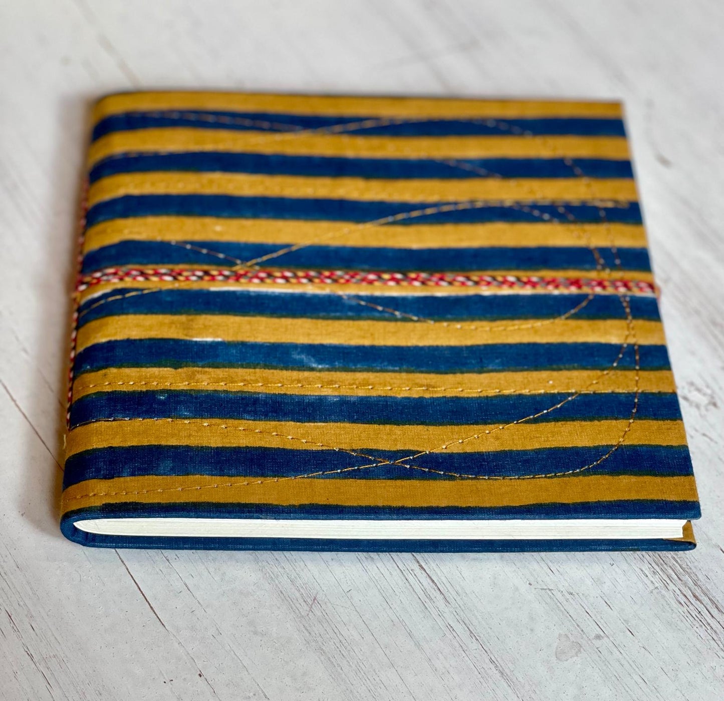 Blue & Yellow Stripe Block Print Journal/Notebook