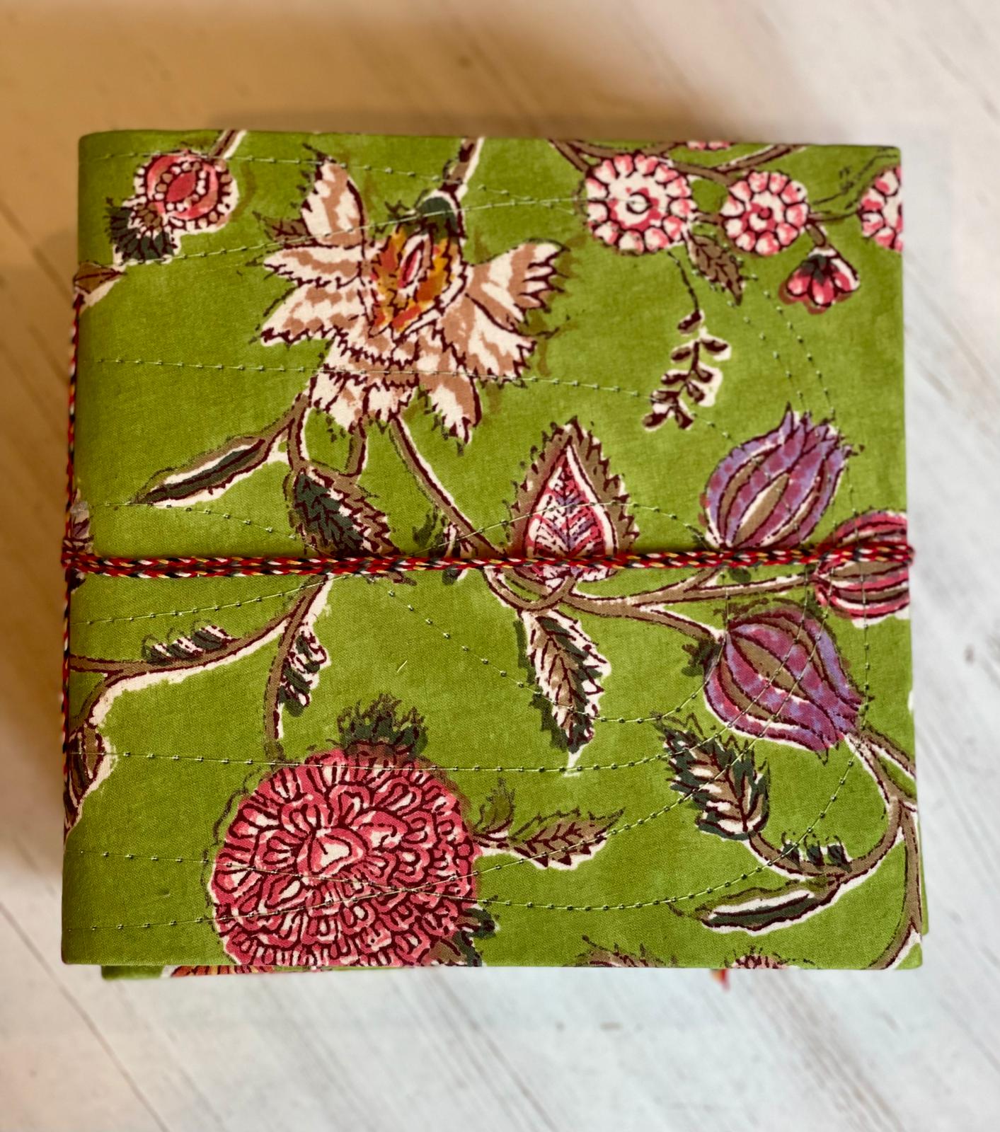 Green Floral Print Block Print Journal/Notebook