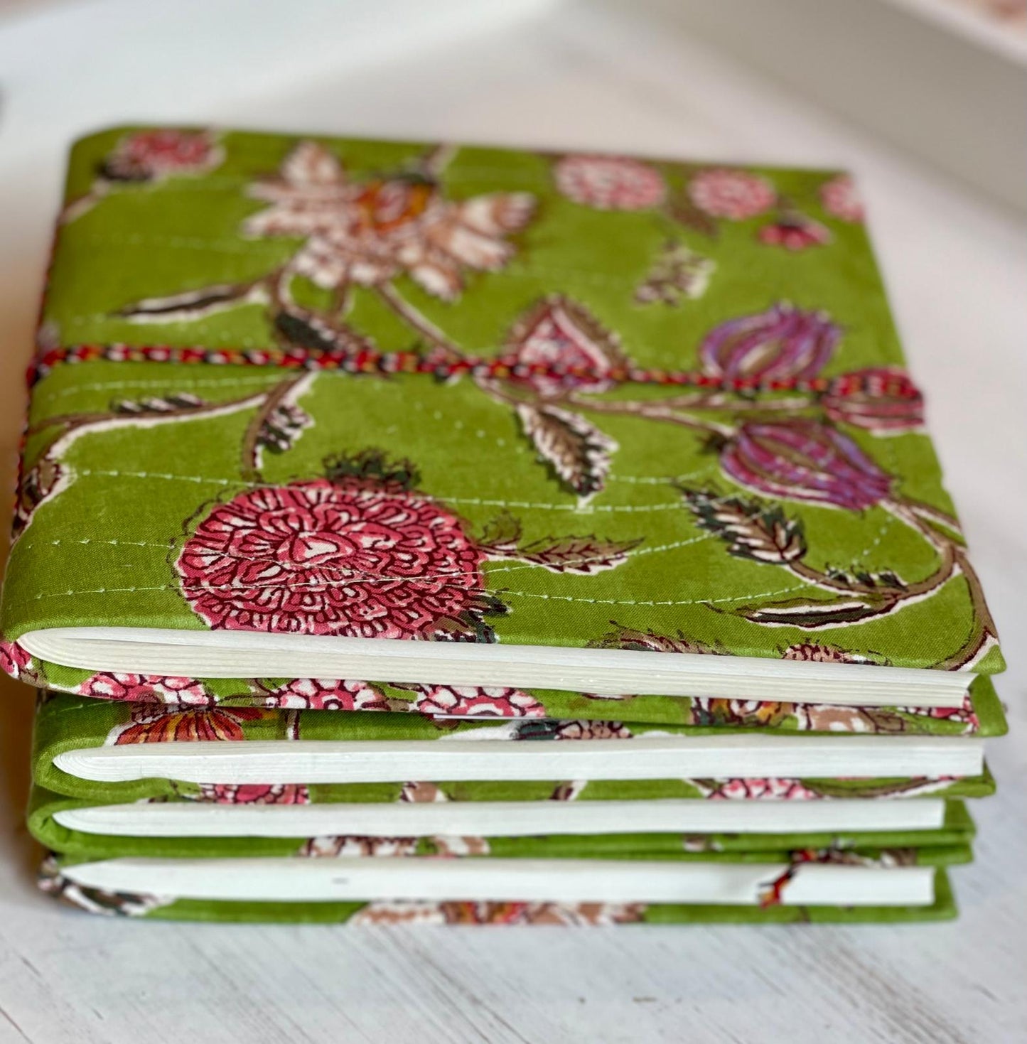 Green Floral Print Block Print Journal/Notebook