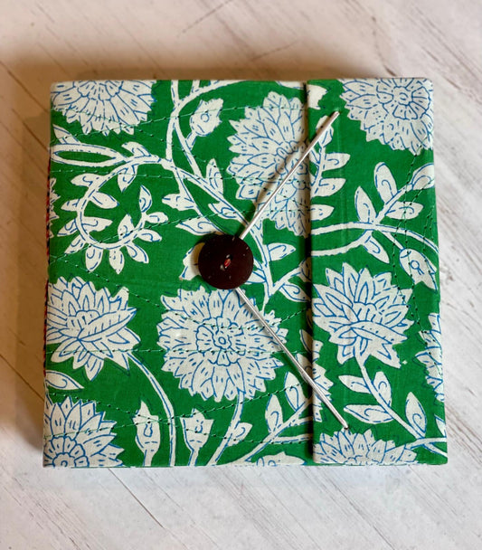 Bright Green Floral Print Block Print Journal/Notebook