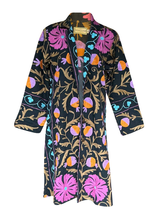 MALIKA COAT - Suzani Embroidery Pink & Blue