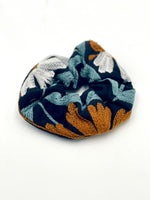 Embroidered Oversized Scrunchie - Suzani Embroidery Black With Sage 1