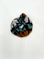 Embroidered Oversized Scrunchie - Suzani Embroidery Black With Sage 2