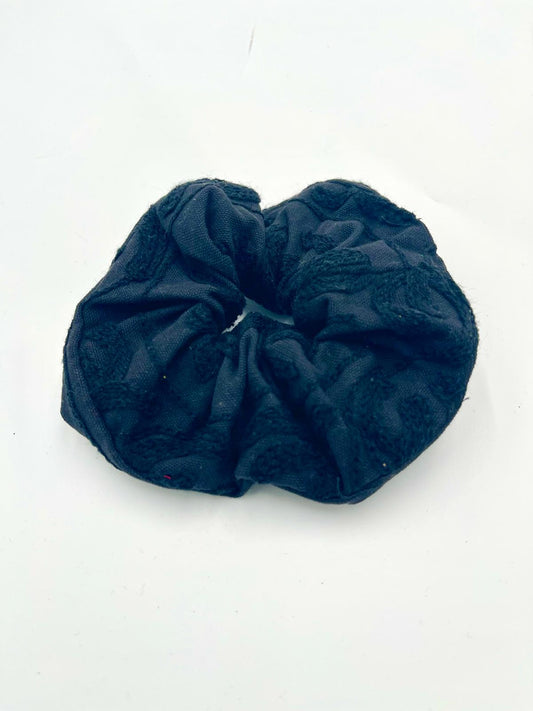 Embroidered Oversized Scrunchie - Black