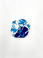 Embroidered Oversized Scrunchie - Blue & White Embroidery 2