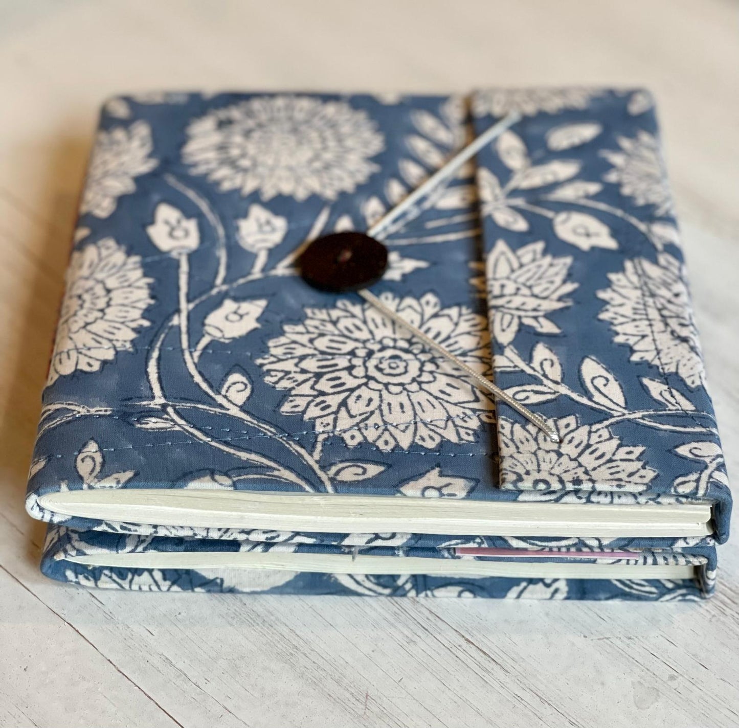 Blue White Floral Block Print Journal/Notebook