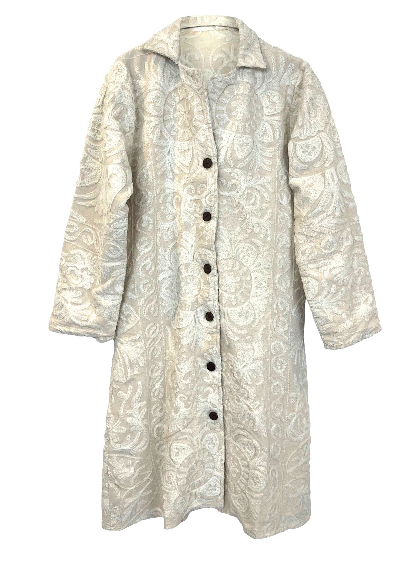 MALIKA COAT - White on White Embroidery