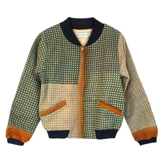 Nadia Bomber Jacket  | Vintage Kantha - Green Plaid (S)