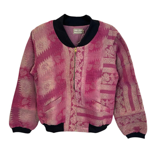Nadia Bomber Jacket  | Vintage Kantha - Violet Floral (L)