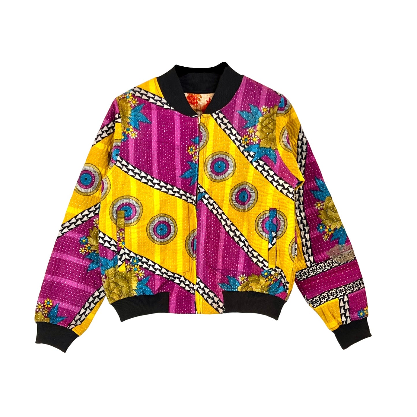 Sophia Reversible Kantha Bomber - Grateful Gathering - XS