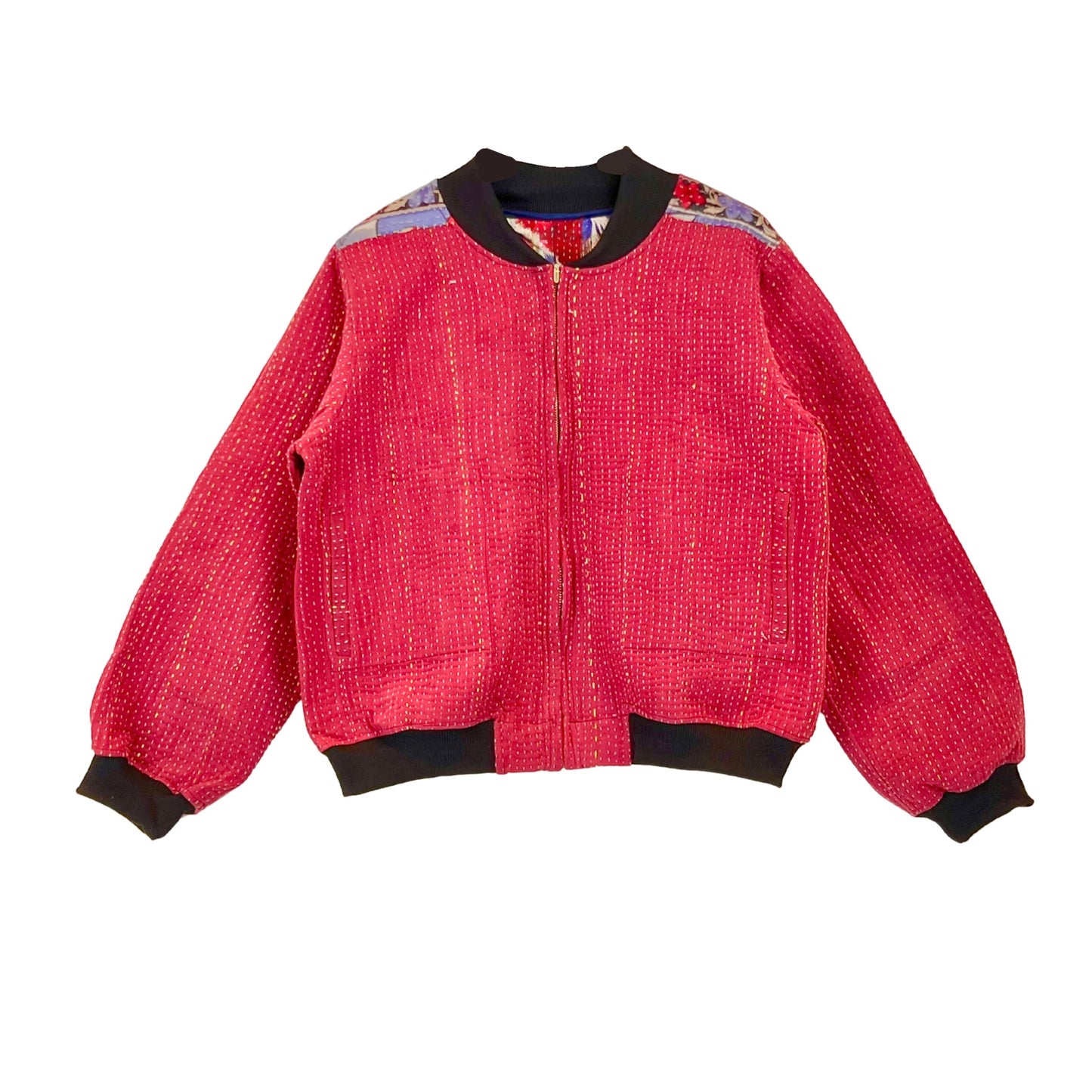 Sophia Reversible Kantha Bomber - Blush Patchwork XL