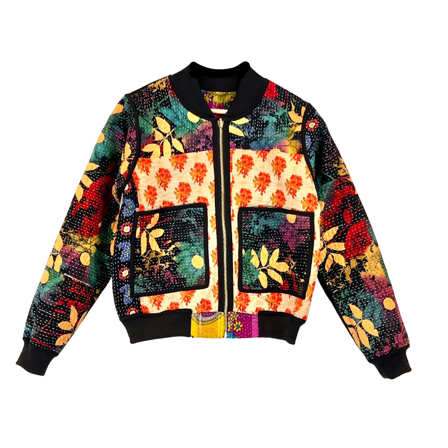 Sophia Reversible Kantha Bomber - Grateful Gathering - XS