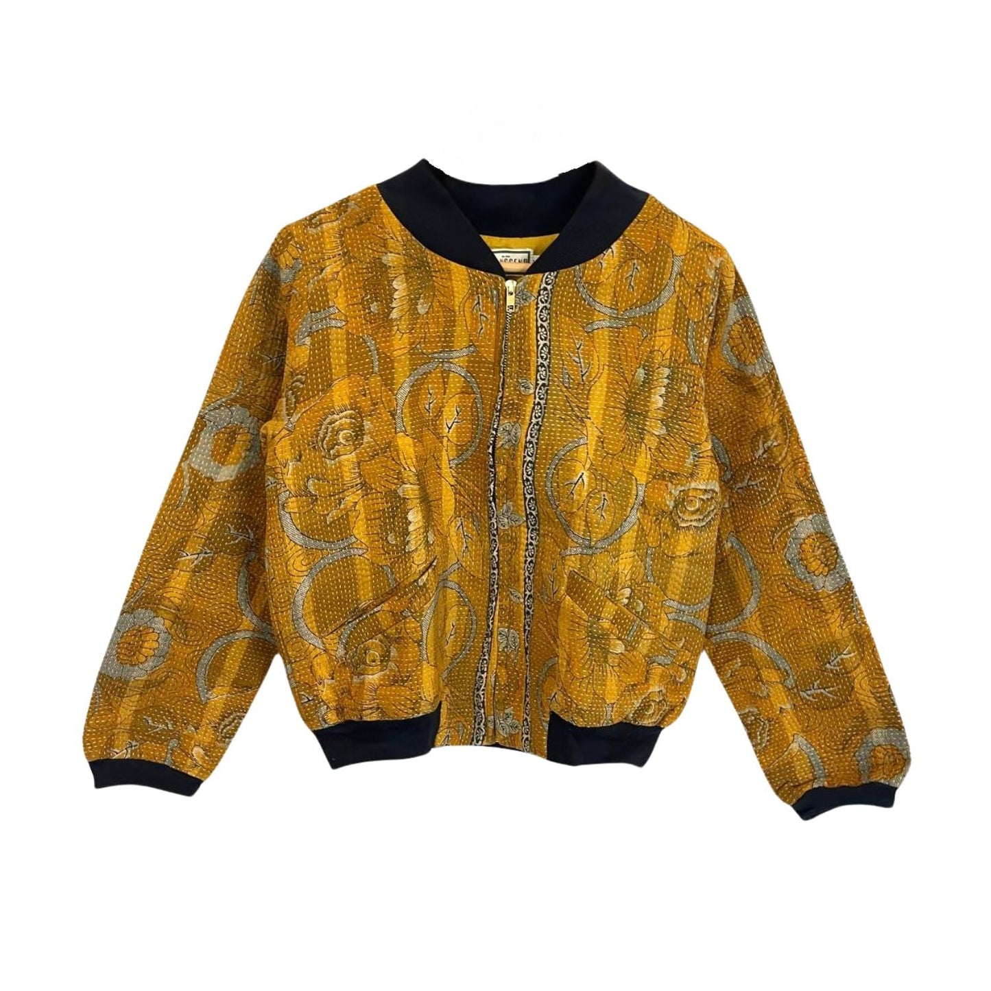 Nadia Bomber Jacket  | Vintage Kantha - Gold (S)