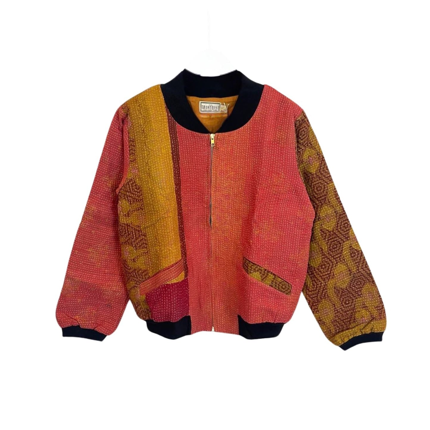 Nadia Bomber Jacket  | Vintage Kantha - Rust & Mustard (M)