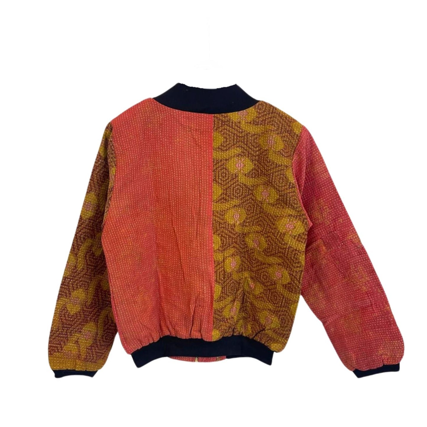 Nadia Bomber Jacket  | Vintage Kantha - Rust & Mustard (M)