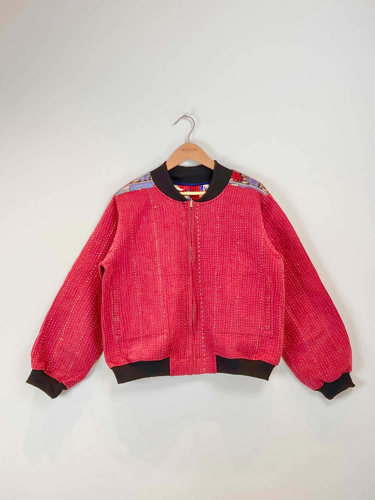 Sophia Reversible Kantha Bomber - Blush Patchwork XL