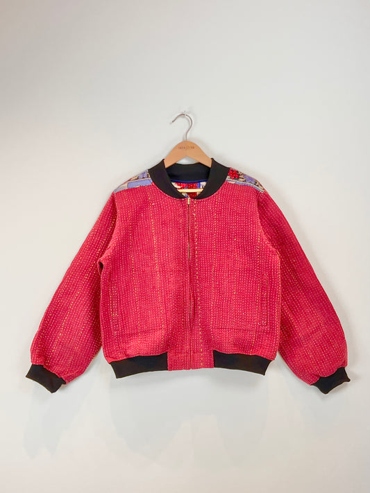 Sophia Reversible Kantha Bomber - Blush Patchwork XL