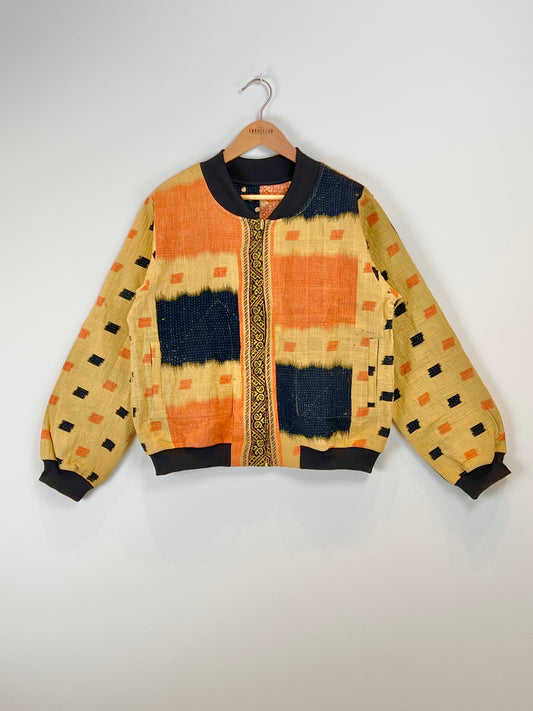 Sophia Reversible Kantha Bomber - Saffron Floral XL