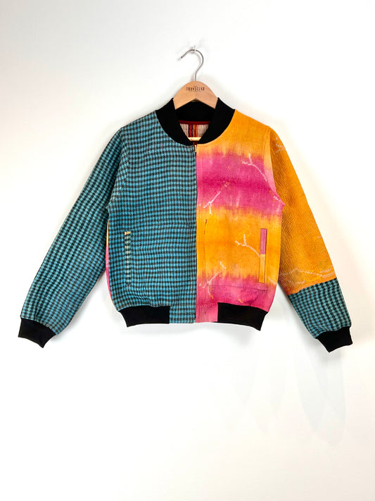 Sophia Reversible Kantha Bomber - Amber Transition Fusion XS