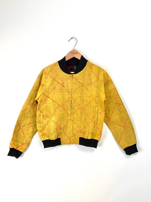 Sophia Reversible Kantha Bomber - Golden Harvest Heritage XS