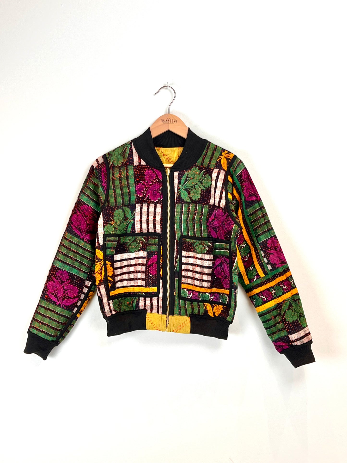 Sophia Reversible Kantha Bomber - Golden Harvest Heritage XS