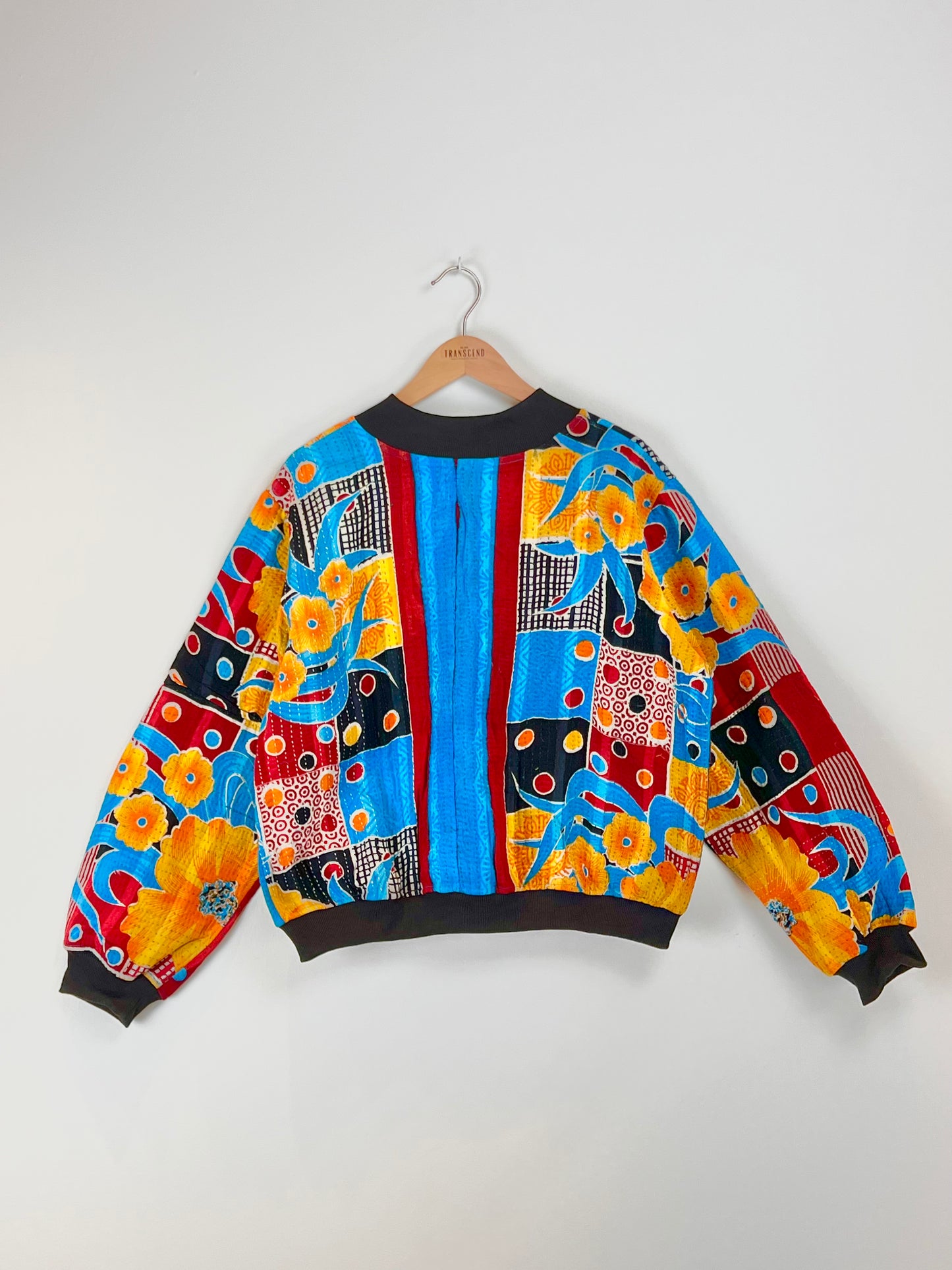 Sophia Reversible Kantha Bomber - Cranberry Dawn - XXL