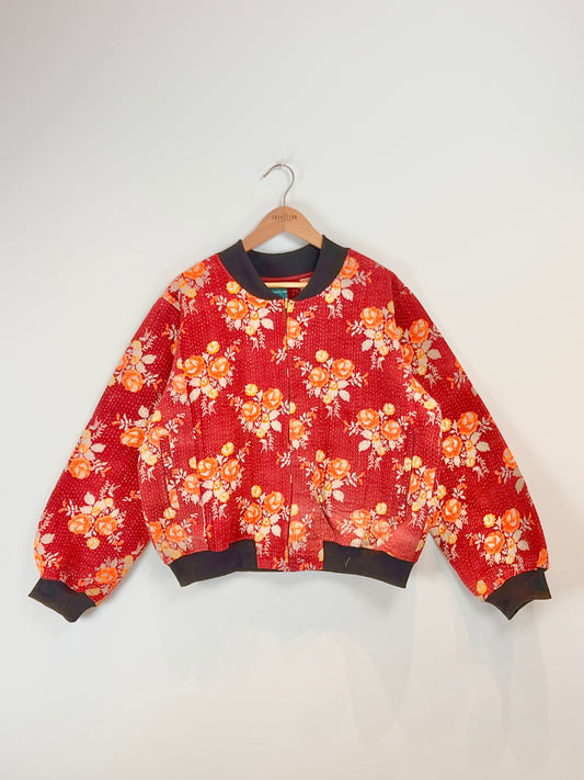 Sophia Reversible Kantha Bomber - Festive Floral - XXL