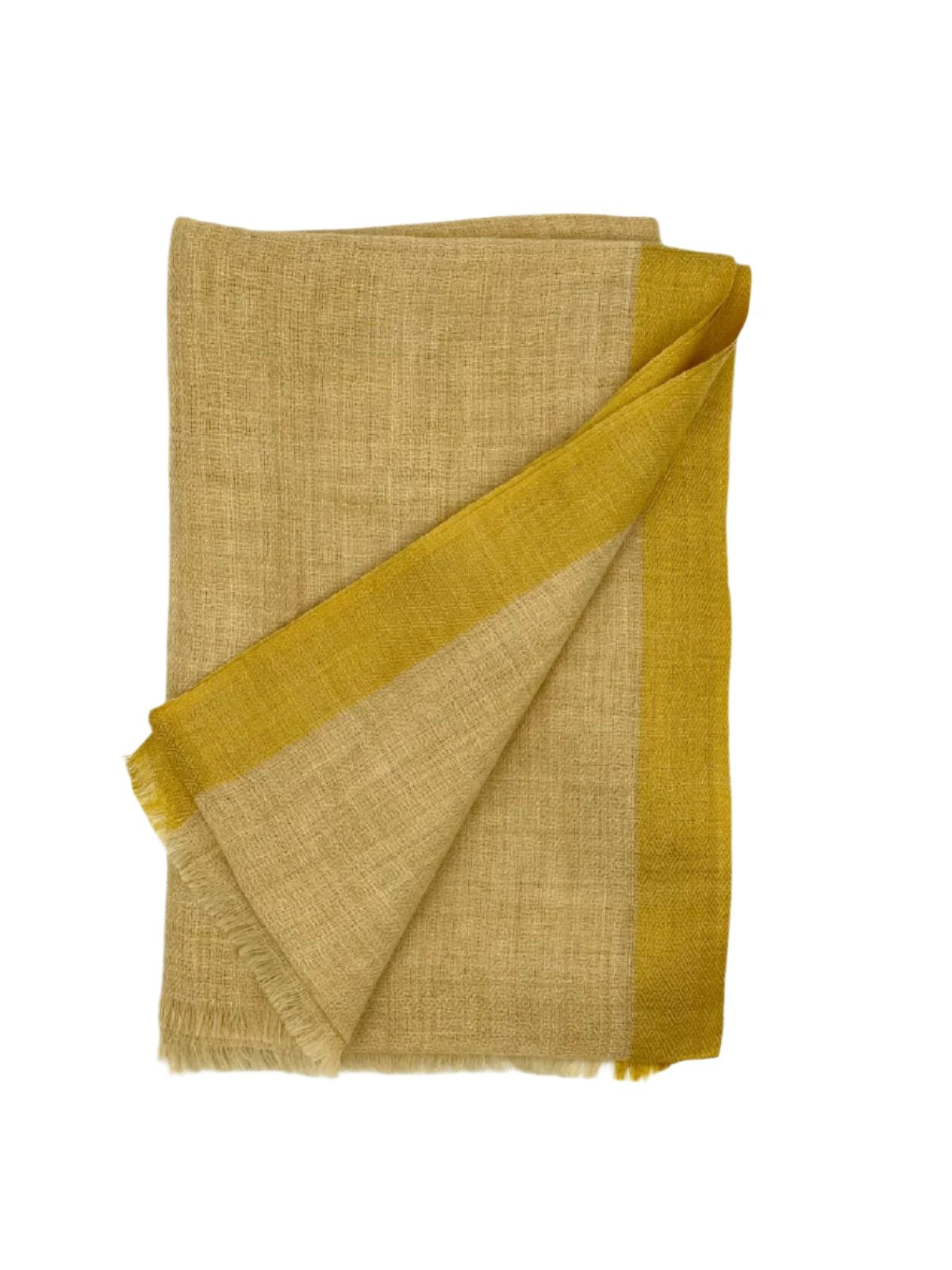 Yellow Cashmere Scarf With Gold Border