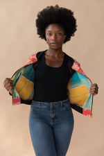 Aisha Reversible Kantha Bomber - M — reversible side, front 2