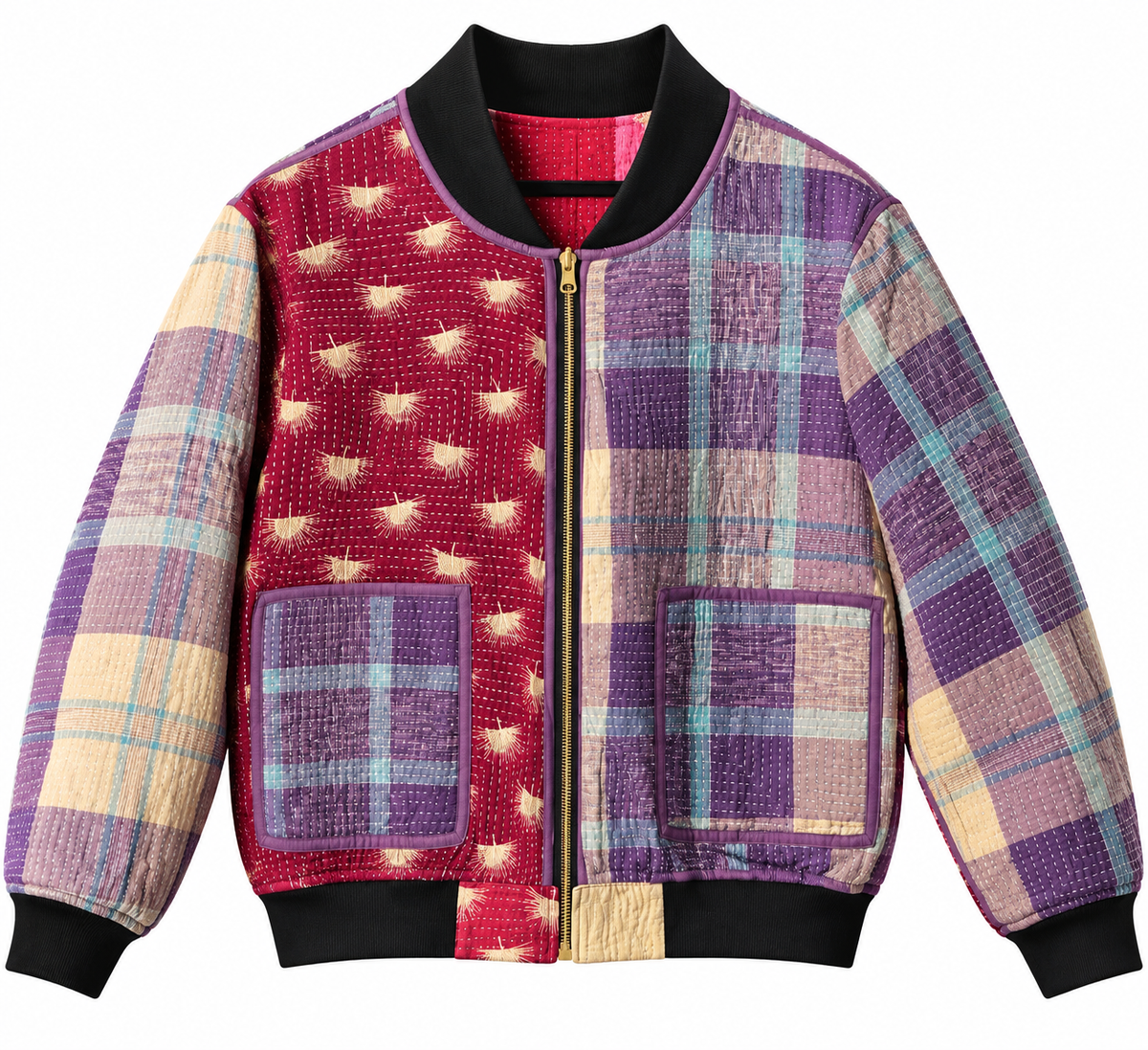 Anjali Reversible Kantha Bomber - XL — front