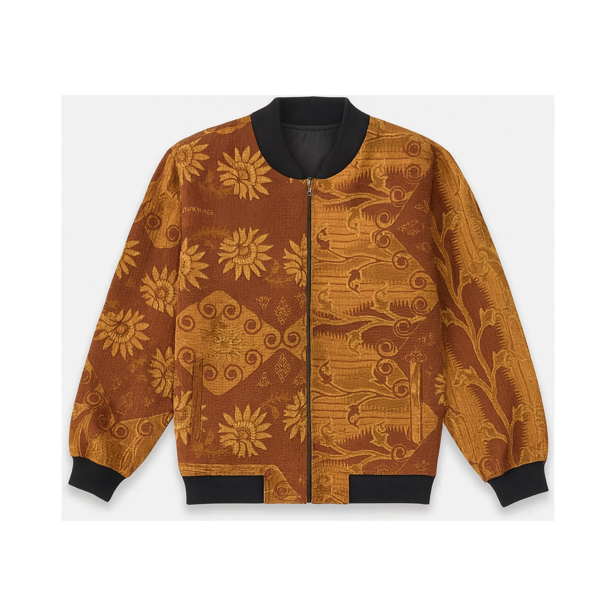 MEN'S Reversible Kantha Bomber - Atlas - S — reversible side front, flat product shot on white